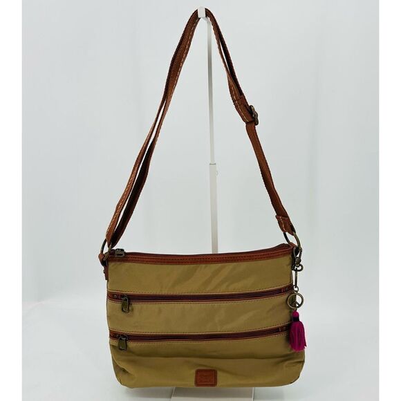 The Sak Esperato Nylon Crossbody Traveler Organizer Tan EUC! Lightweight Utility - Picture 3 of 12